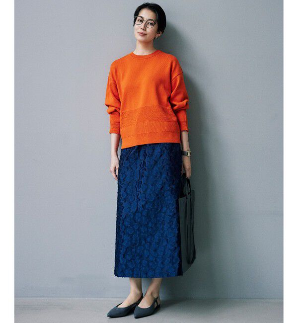 自由区「【洗える】フラワーカットジャガード スカート」|スカート|