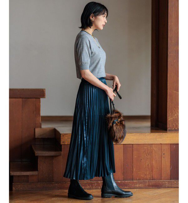 23区「【洗える】レザーライクプリーツ スカート」|スカート|