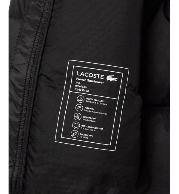 LACOSTE「撥水 バックステッチ スタンドカラー フーデッドダウンジャケット」|ダウン|