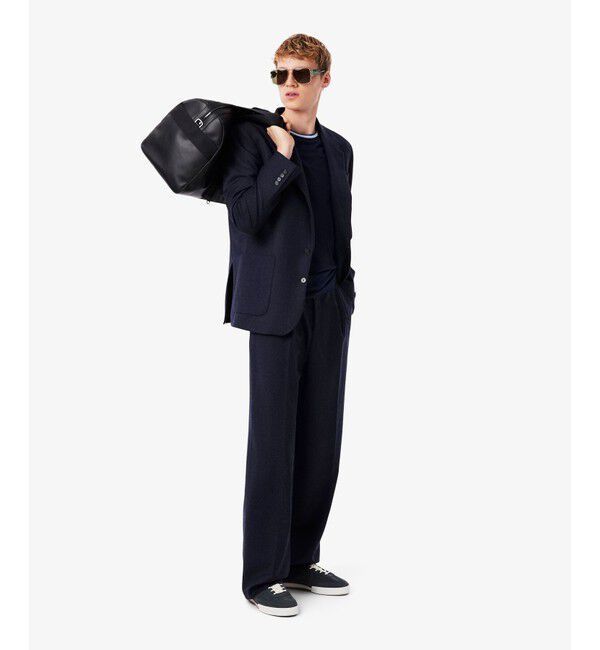 LACOSTE「ストレートフィットフェルテッドウールプリーツ タックワイドパンツ」|チノ|