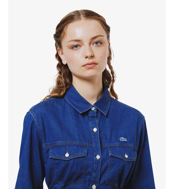 LACOSTE「ロングデニムシャツドレス / シャツワンピース ウエストベルト付き」|ワンピース|