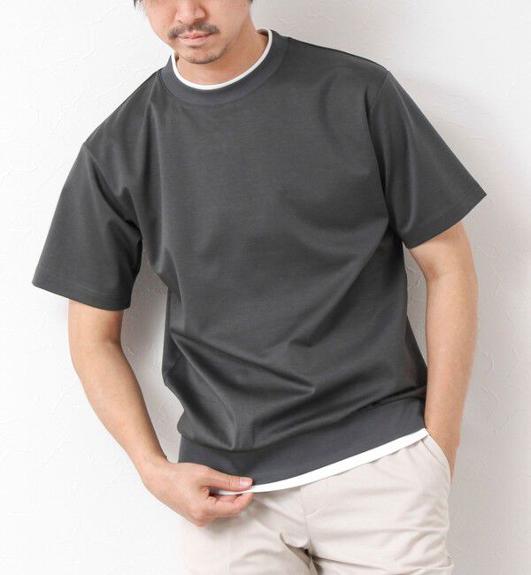 NOLLEY'S goodman「《接触冷感》スーピマコットン ダブルカラーTee 25SS」|Tシャツ・カットソー|チャコールグレー