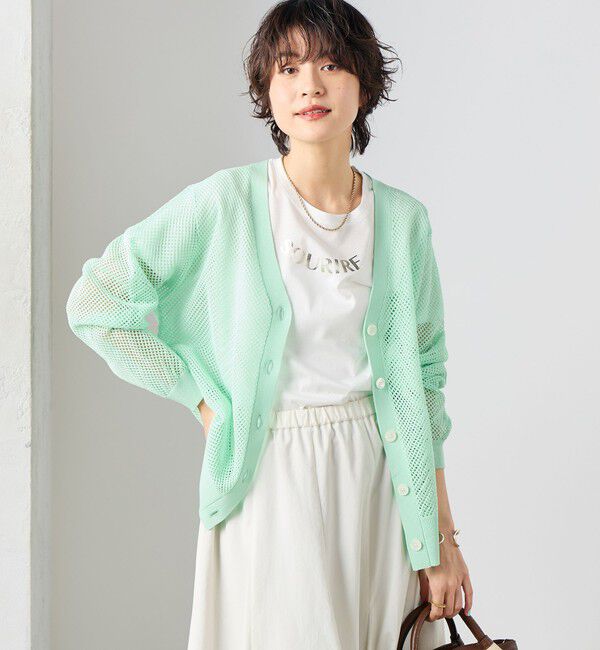 NOLLEY'S「《手洗い可能》メッシュ長袖Vネックカーディガン」|カーディガン|