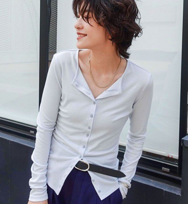 NOLLEY'S「【MAQWEL/マクウェル】リブクルーネックカーディガン」|カーディガン|