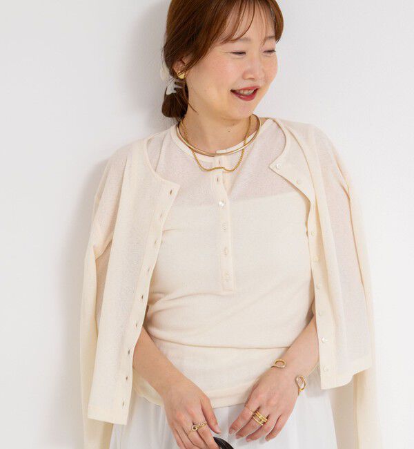 NOLLEY'S「《アンサンブル対応》シアーワッフルヘンリーノースリーブ2WAYプルオーバーカットソー」|Tシャツ・カットソー|