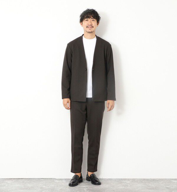 NOLLEY'S goodman「《ビジカジ/セットアップ対応》【尾州】先染めウォッシャブルノーカラーカーディガンジャケット 25AW」|ノーカラージャケット|