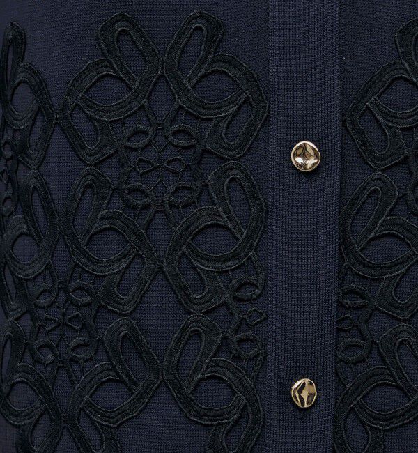 NOLLEY'S「レース付きクルーネックカーディガン」|カーディガン|