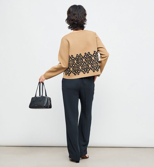 NOLLEY'S「レース付きクルーネックカーディガン」|カーディガン|