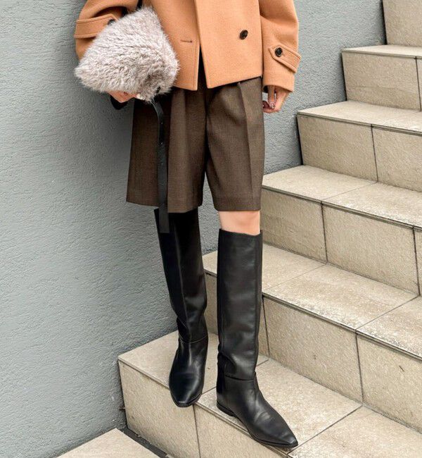 NOLLEY'S「《セットアップ対応》ウォッシャブルウール調ストレッチハーフパンツ」|その他|ブラウン