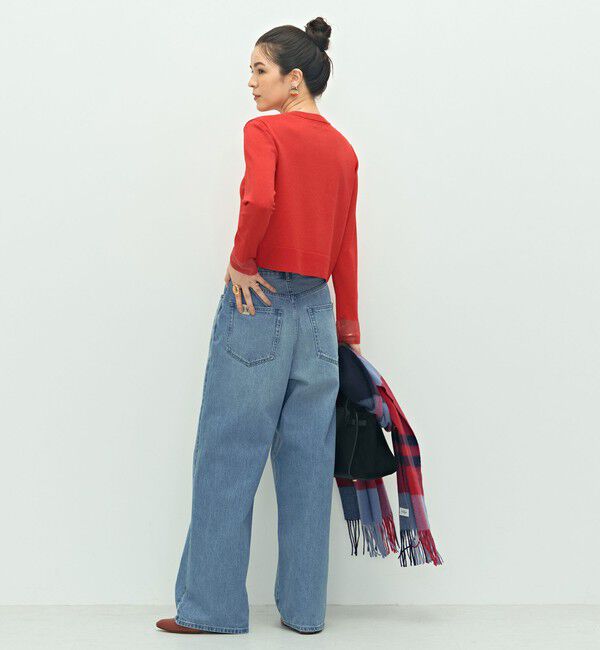 NOLLEY'S「《手洗い可能》くるみ釦シアークルーネックカーディガン」|カーディガン|