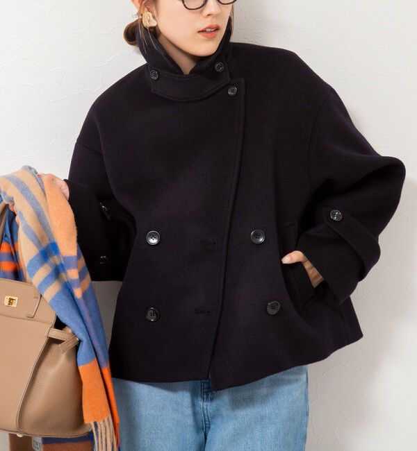 NOLLEY'S「ウールカシミヤダブルブレストコート」|ピーコート|ネイビー