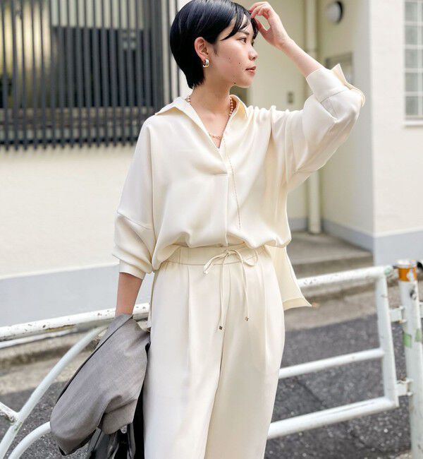 NOLLEY'S sophi「《morisachiシリーズとセットアップ対応》ウォッシャブルダブルサテンスキッパーブラウス」|シャツ・ブラウス|