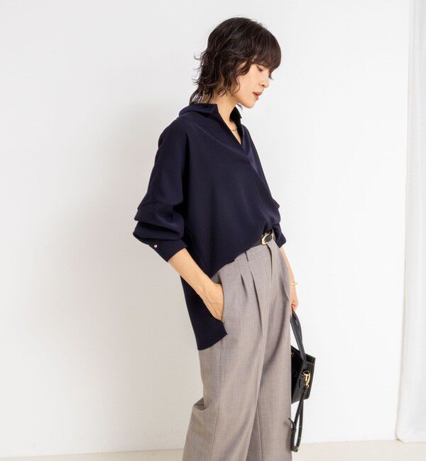 NOLLEY'S sophi「《morisachiシリーズとセットアップ対応》ウォッシャブルダブルサテンスキッパーブラウス」|シャツ・ブラウス|