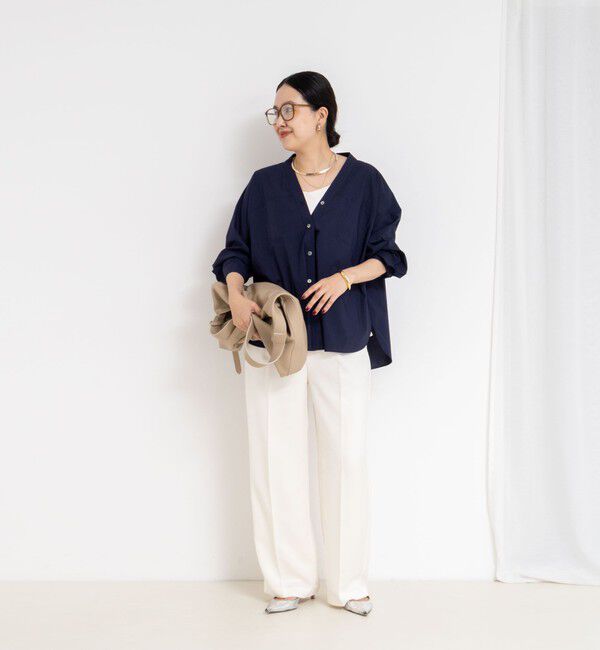 NOLLEY'S sophi「ウォッシャブルタイプライターVネック2WAYシャツ」|シャツ・ブラウス|