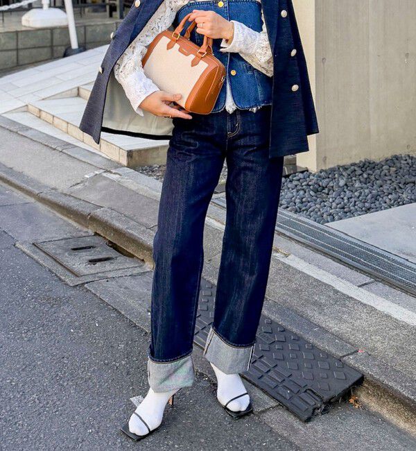 Rie Miller「【RM denim】45th limited editionﾛｰﾙｱｯﾌﾟｽﾄﾚｰﾄﾃﾞﾆﾑ(ｾﾙﾋﾞｯﾁ)」|デニム|ネイビー