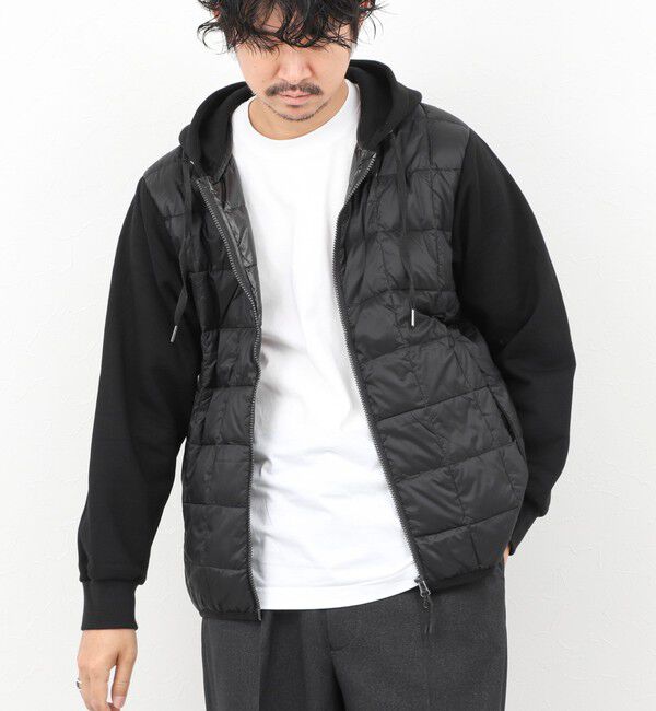 NOLLEY'S goodman「【TAION/タイオン】W-ZIP DOWN HOODIE with SWEATS SLEEVE 25AW」|ダウン|ブラック