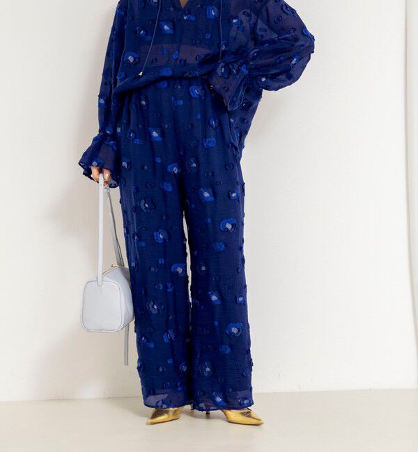 NOLLEY'S「《セットアップ対応》【KIRYU】 MIXウォッシャブルフラワー柄ジャガードパンツ」|その他|ロイヤルブルー