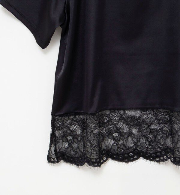 NOLLEY'S「ウォッシャブル裾レースオトナサテンＴシャツ」|シャツ・ブラウス|