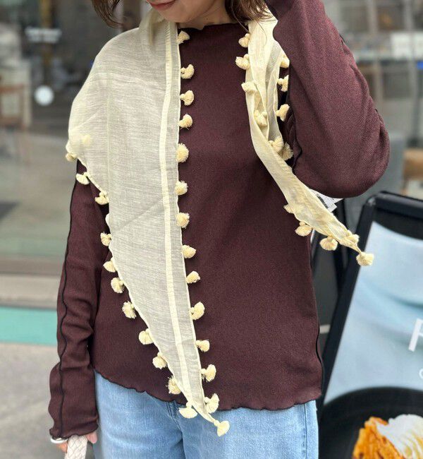 NOLLEY'S「【CITRUS/シトラス】POMPOMトライアングルストール」|ストール|イエロー