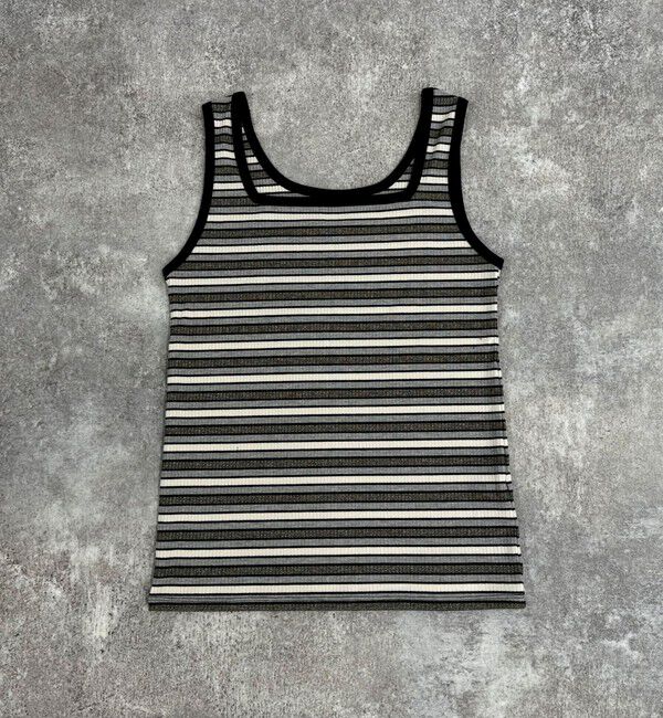 fredy emue「ラメテレコ/ボーダー２WAY タンクトップ」|タンクトップ|ブラック系その他