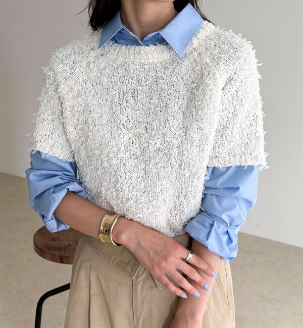 fredy emue「チュールテープ半袖ニットプルオーバー」|ニット・セーター|