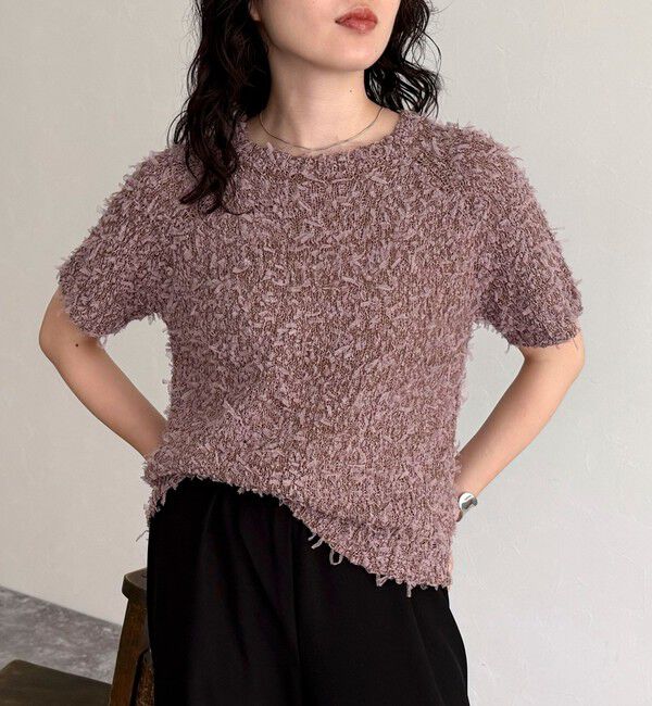 fredy emue「チュールテープ半袖ニットプルオーバー」|ニット・セーター|