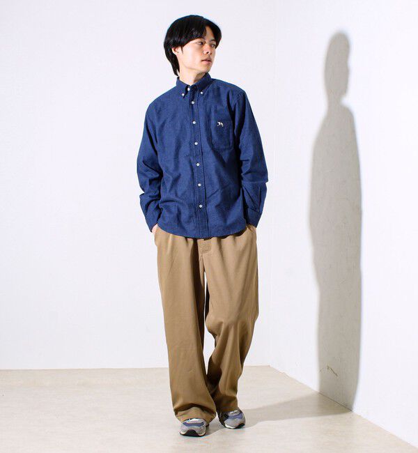 GLOSTER「【定番フレブルシリーズ】フレンチブルドッグ刺繍 ボタンダウンネルシャツ」|シャツ・ブラウス|