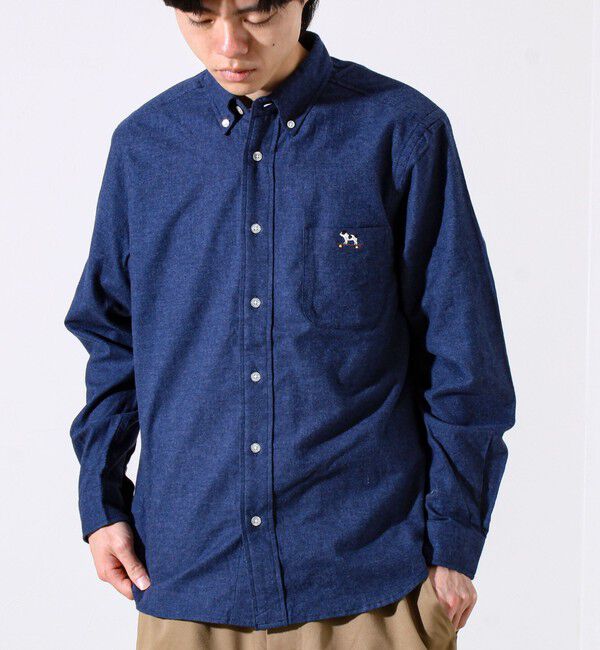 GLOSTER「【定番フレブルシリーズ】フレンチブルドッグ刺繍 ボタンダウンネルシャツ」|シャツ・ブラウス|