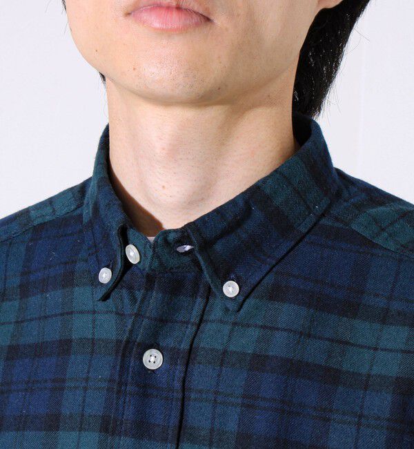 GLOSTER「【定番フレブルシリーズ】フレンチブルドッグ刺繍 ボタンダウンネルシャツ」|シャツ・ブラウス|