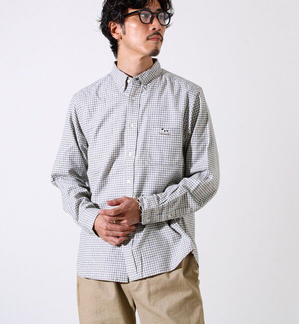 GLOSTER「【定番フレブルシリーズ】フレンチブルドッグ刺繍 ボタンダウンネルシャツ」|シャツ・ブラウス|