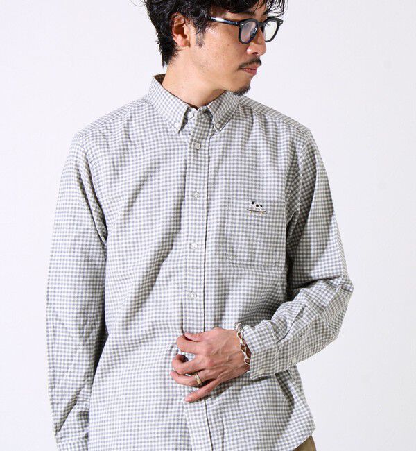 GLOSTER「【定番フレブルシリーズ】フレンチブルドッグ刺繍 ボタンダウンネルシャツ」|シャツ・ブラウス|