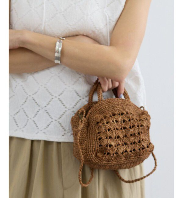 SALON adam et rope'「【African Square（アフリカンスクエアー）】2WAYラフィアポシェット」|ショルダー・メッセンジャー|