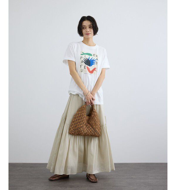 SALON adam et rope'「【African Square（アフリカンスクエアー）】ラフィアバッグ平底パッチワーク扇」|ハンドバッグ|