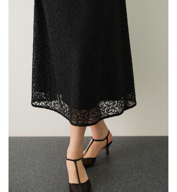 ROPE「ベルト付きセミフレアレーススカート/イージーケア」|スカート|