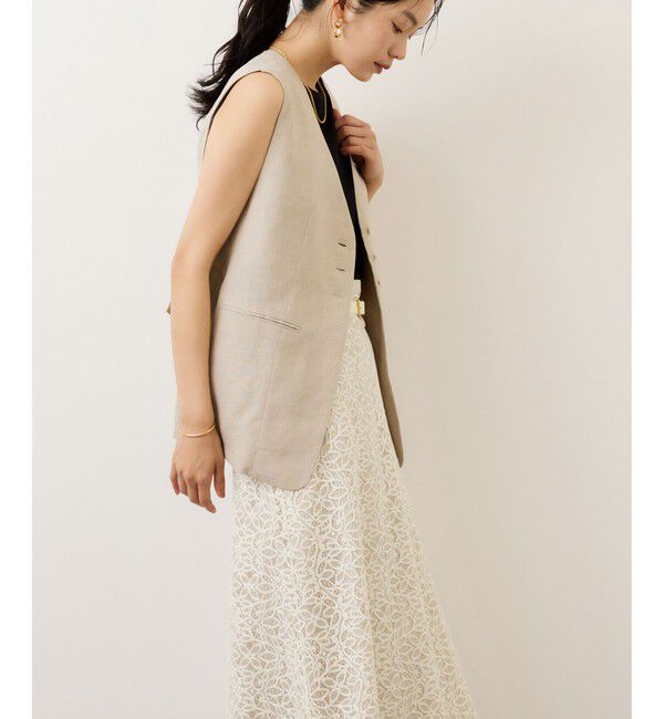 ROPE「ベルト付きセミフレアレーススカート/イージーケア」|スカート|