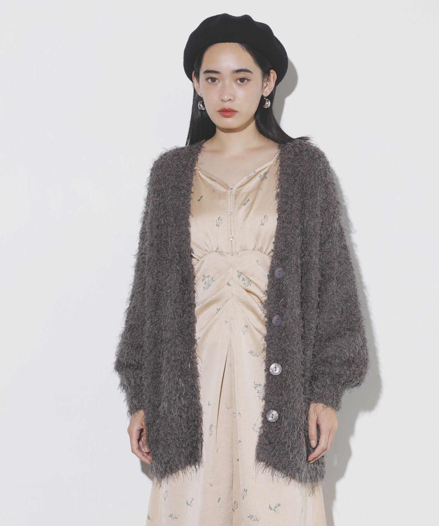 VIS「【選べる着丈】ポコポコヤーンVネックカーディガン」|カーディガン|