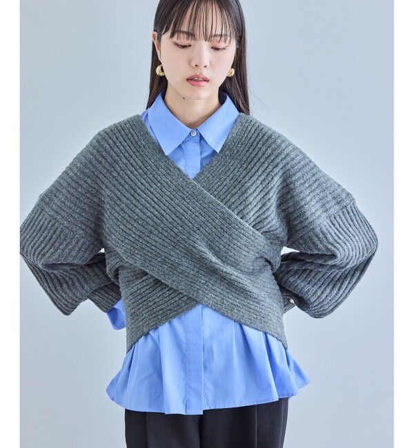 VIS「ふんわりカシュクールニットプルオーバー」|ニット・セーター|