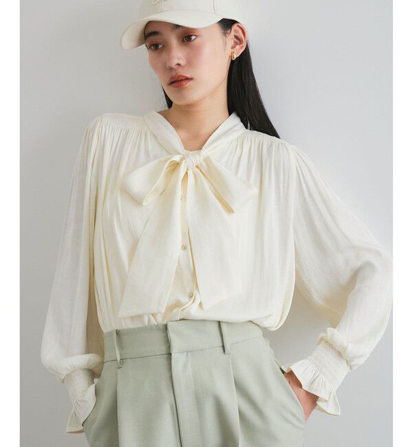 VIS「【前後2WAY】割繊ボウタイブラウス【洗える】」|シャツ・ブラウス|