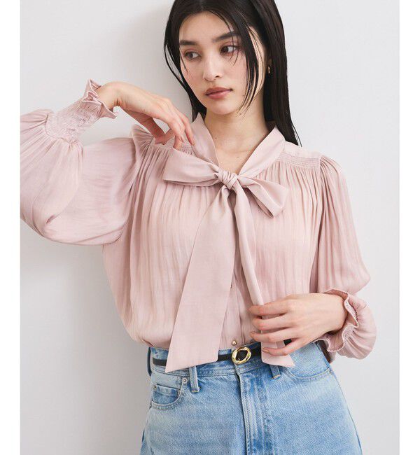 VIS「【前後2WAY】割繊ボウタイブラウス【洗える】」|シャツ・ブラウス|ピンク(63)