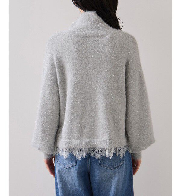 VIS「ラメフェザー裾レースハイネックニット」|ニット・セーター|