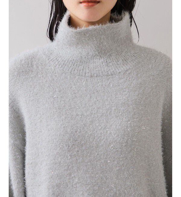 VIS「ラメフェザー裾レースハイネックニット」|ニット・セーター|