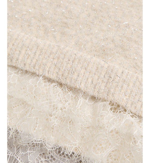 VIS「ラメフェザー裾レースハイネックニット」|ニット・セーター|