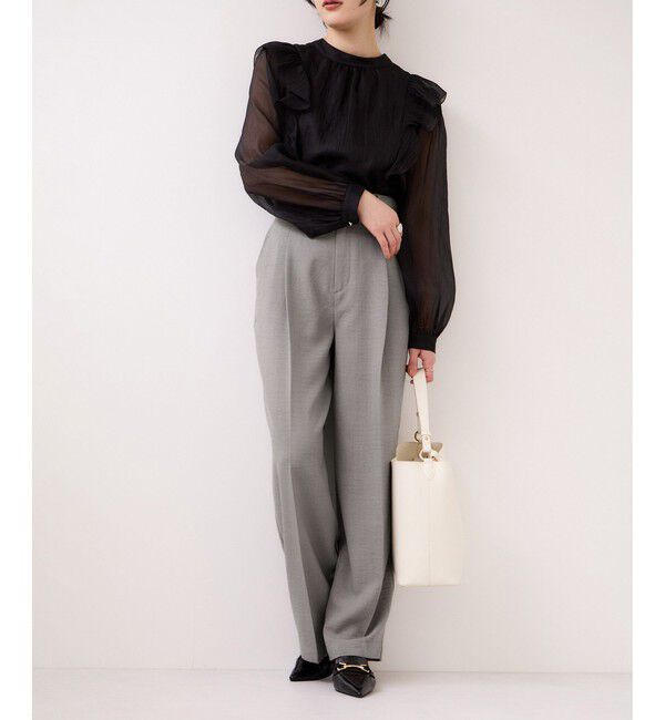 VIS「美easyリネンライクワイドパンツ/イージーケア・接触冷感・セットアップ対応」|チノ|