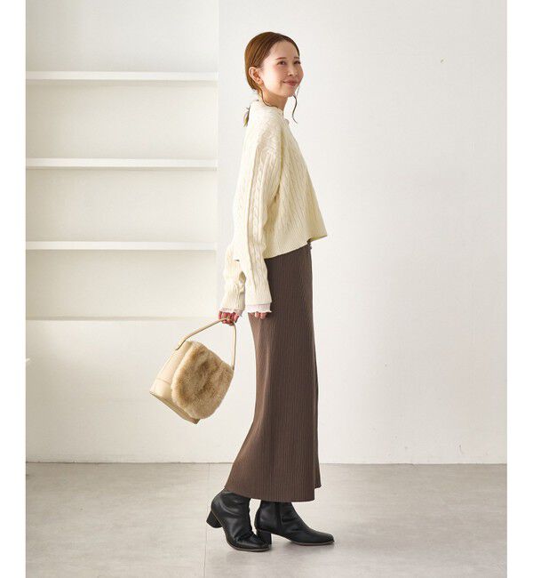 Rope&rsquo;Picnic「【BEVERLYHILLS POLO CLUB・新色追加】ケーブル編みクロップドスキッパーニット」|ニット・セーター|