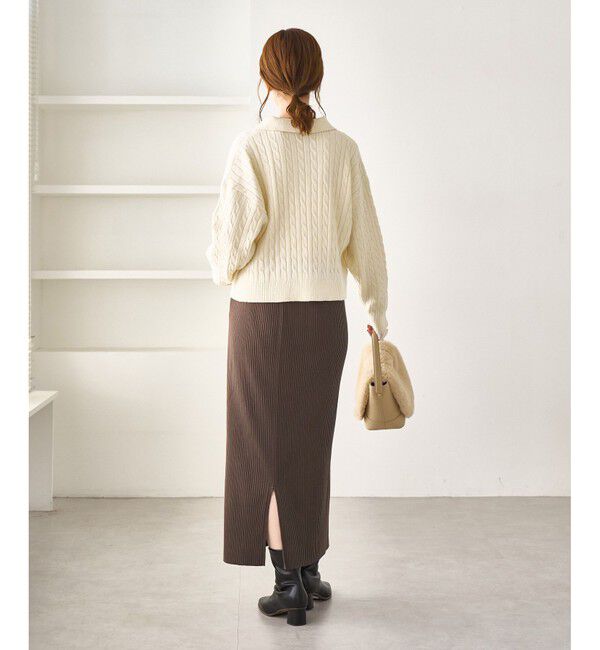 Rope&rsquo;Picnic「【BEVERLYHILLS POLO CLUB・新色追加】ケーブル編みクロップドスキッパーニット」|ニット・セーター|