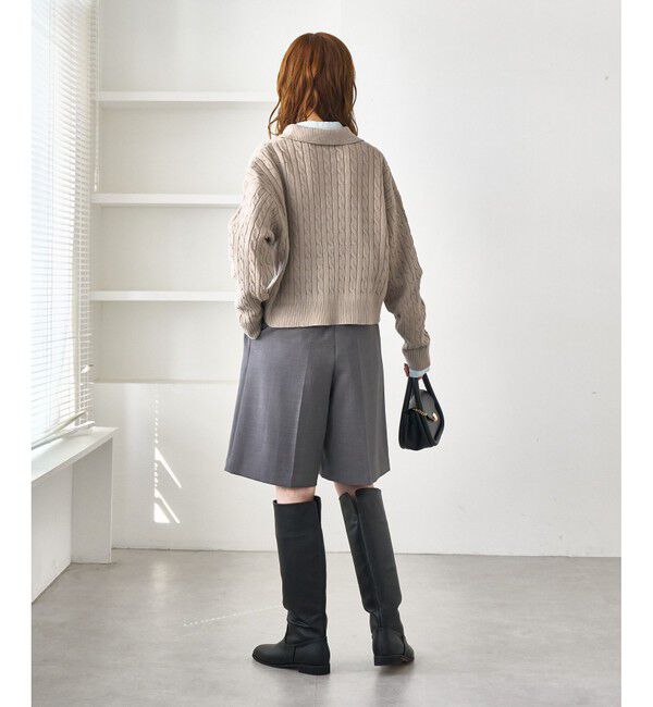 Rope&rsquo;Picnic「【BEVERLYHILLS POLO CLUB・新色追加】ケーブル編みクロップドスキッパーニット」|ニット・セーター|