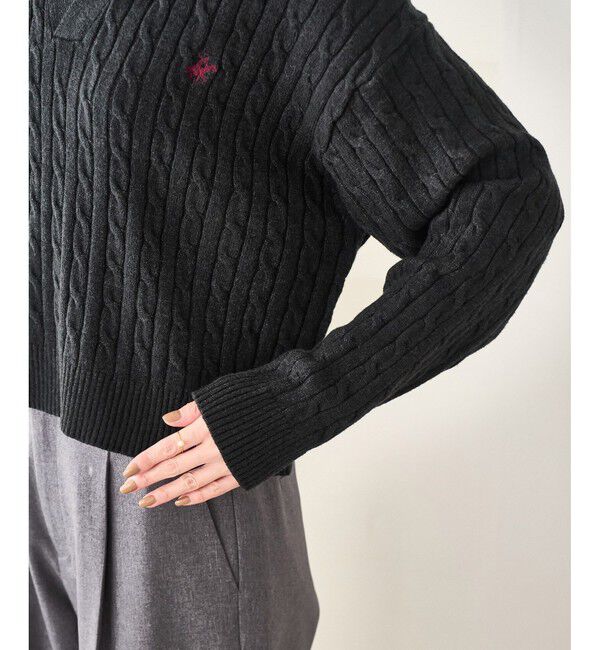 Rope&rsquo;Picnic「【BEVERLYHILLS POLO CLUB・新色追加】ケーブル編みクロップドスキッパーニット」|ニット・セーター|