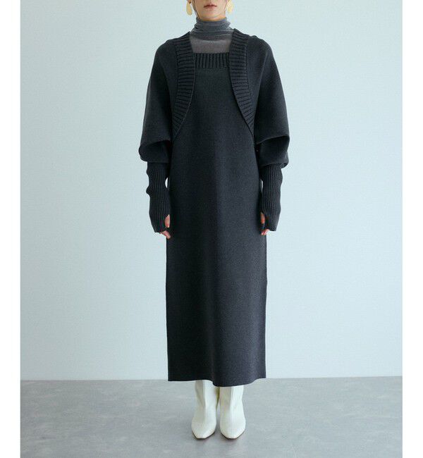 ADAM ET ROPE'「ボレロドッキングニットワンピース」|ワンピース|
