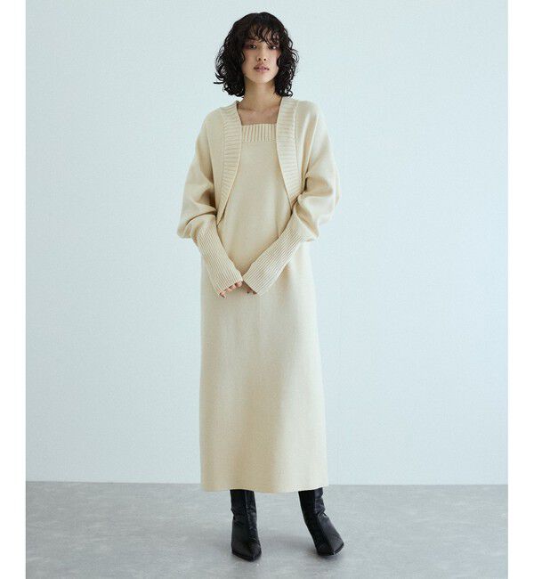 ADAM ET ROPE'「ボレロドッキングニットワンピース」|ワンピース|