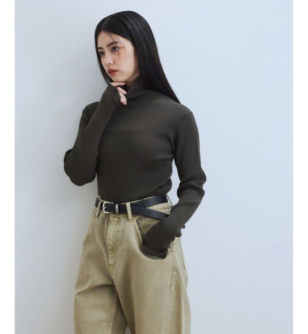 ADAM ET ROPE'「【WEB限定】・【サステナブル】エコベロRIBタートル」|ニット・セーター|チャコール(06)